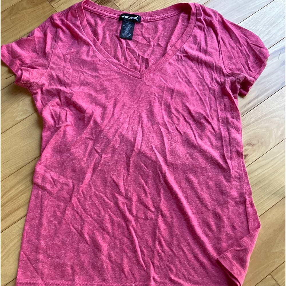 Wet Seal V Neck T Shirt Pink